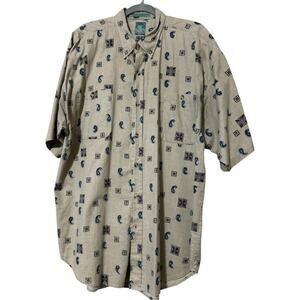 McIntosh & Seymour mens sz XXL beige patterned short sleeve casual button shirt